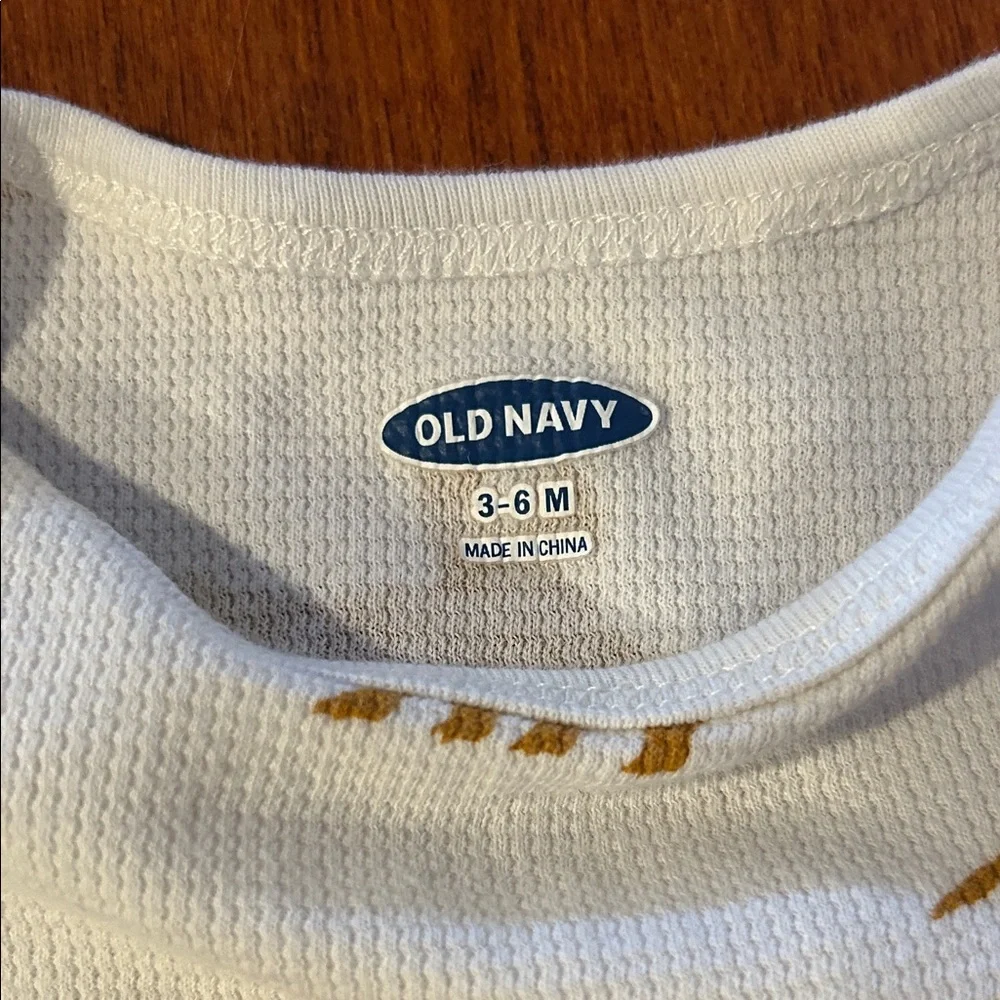 Old Navy White and Camel Colored Dinosaur Onesie - Picture 2 of 3